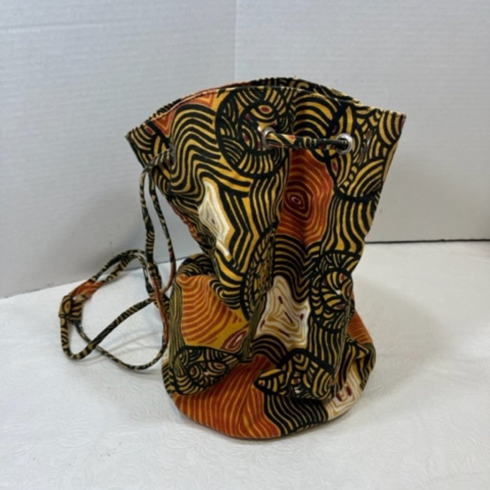 Batik Canvas Backpack Drawstring Shoulder Bag 9x9… - image 1